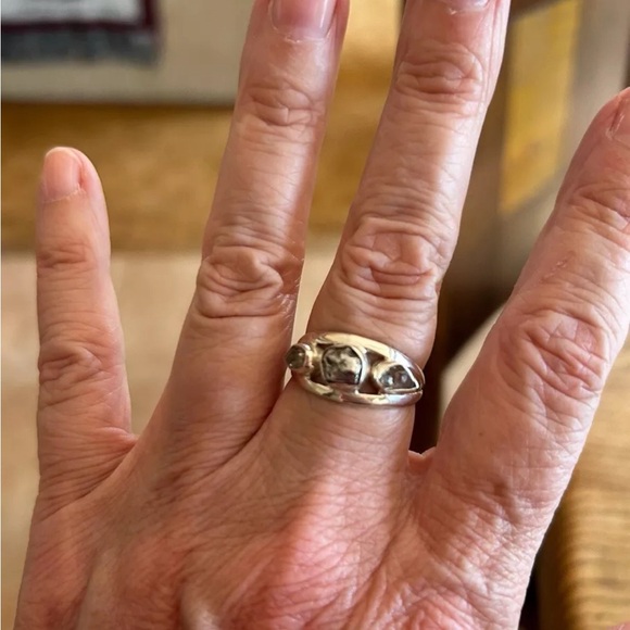 Meteorite and Herkimer Diamond Ring ~ Handcrafted Size 9.5 - Picture 2 of 4